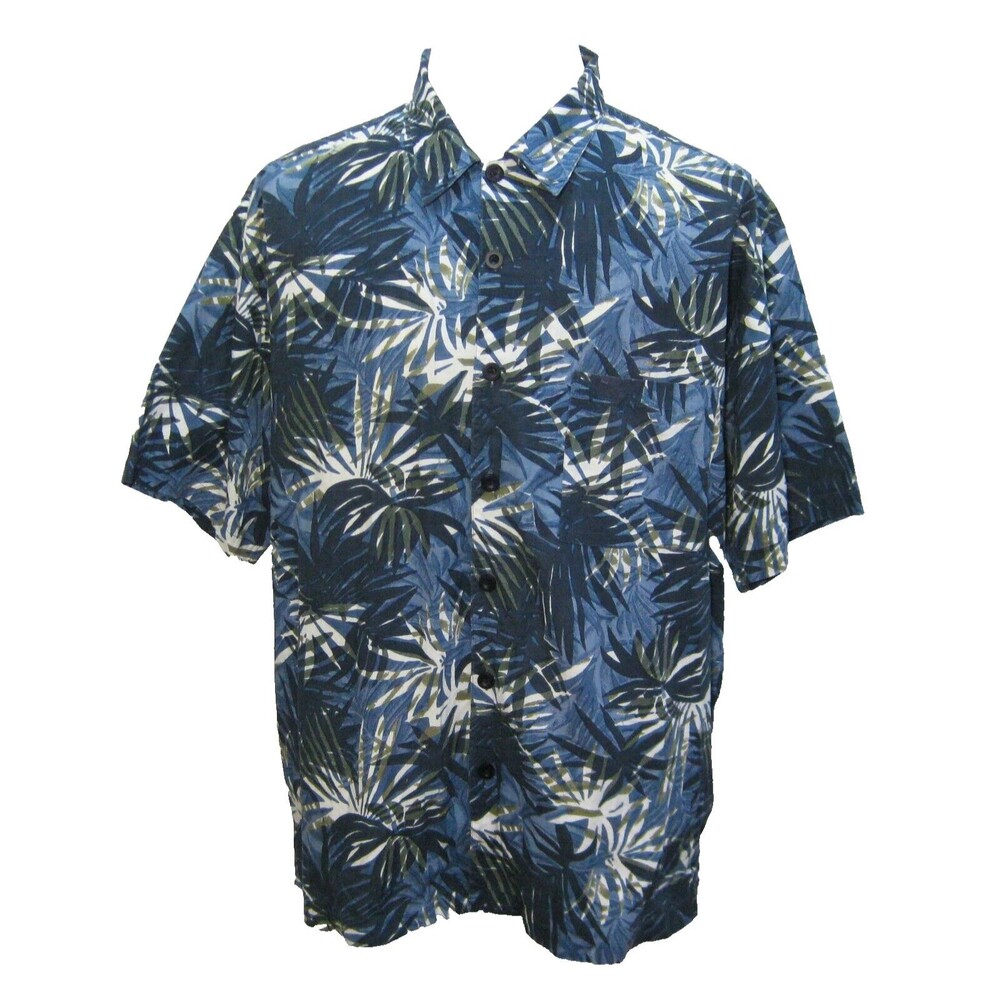 Blue HAWAIIAN Mens (Size XL) Floral Short Sleeve Button Front Aloha Hawaii Shirt